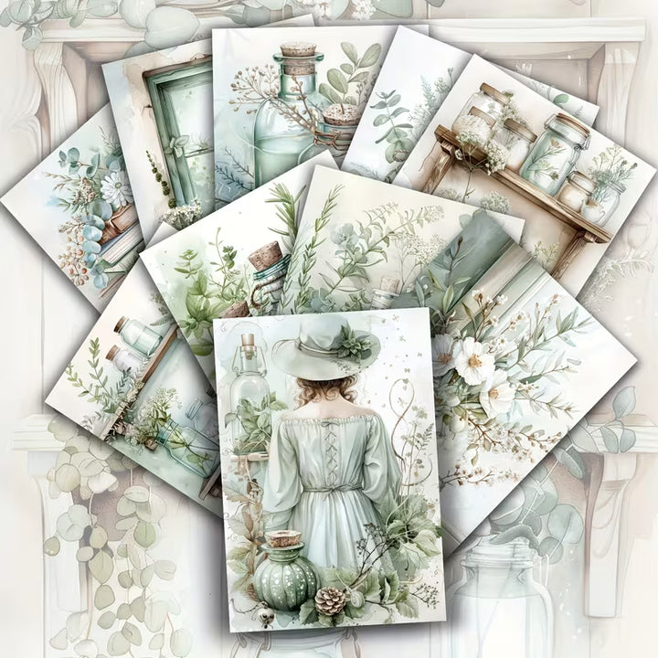 Herbal Remedies Illustration Cards – Set of 20 Vintage Style Paper Card Scrapbook Paper