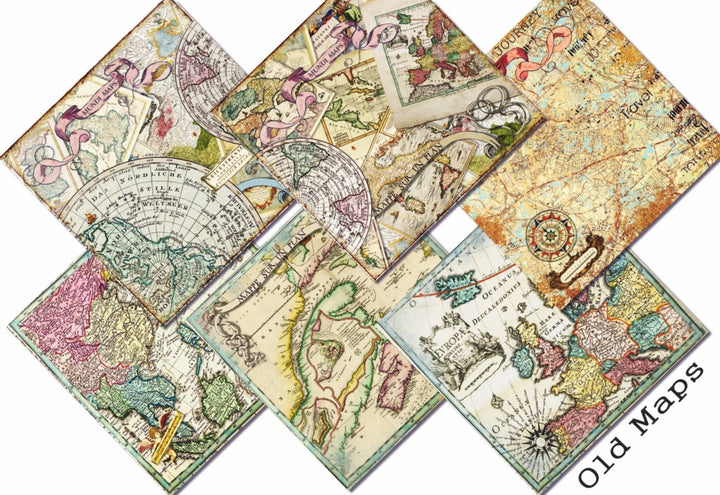 Old maps - 8'X 8' DECORER Scrapbook Paper
