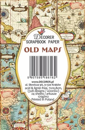 Old Maps - MINI 7cm x 10,8 cm , DECORER Scrapbook Paper