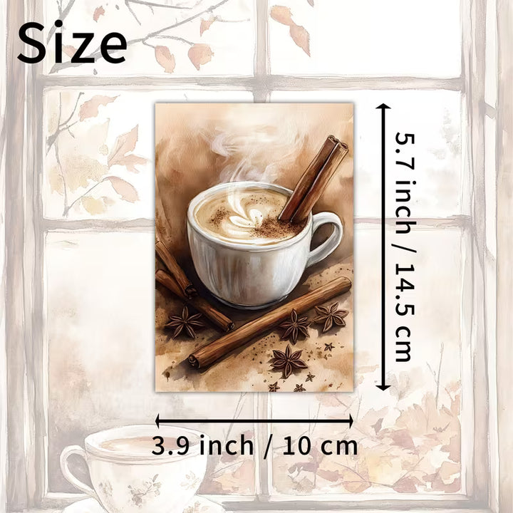 Milk, Coffee & Afternoon Tea Illustration Cards – Set of 20 Vintage Pin-Up Style Paper Cards Scrapbook Paper