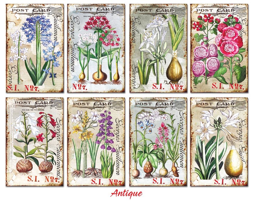 Antique - Gift Tag Set 24 pcs, 7cm x 10,8 cm , DECORER Scrapbook Paper