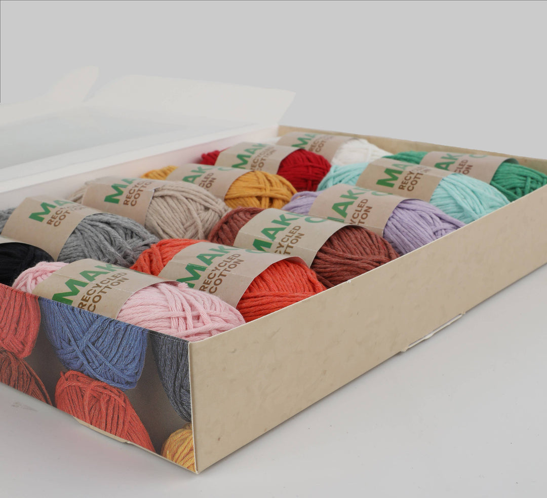 MakerCo Recycled Cotton Yarn Pack of 12 x 25g