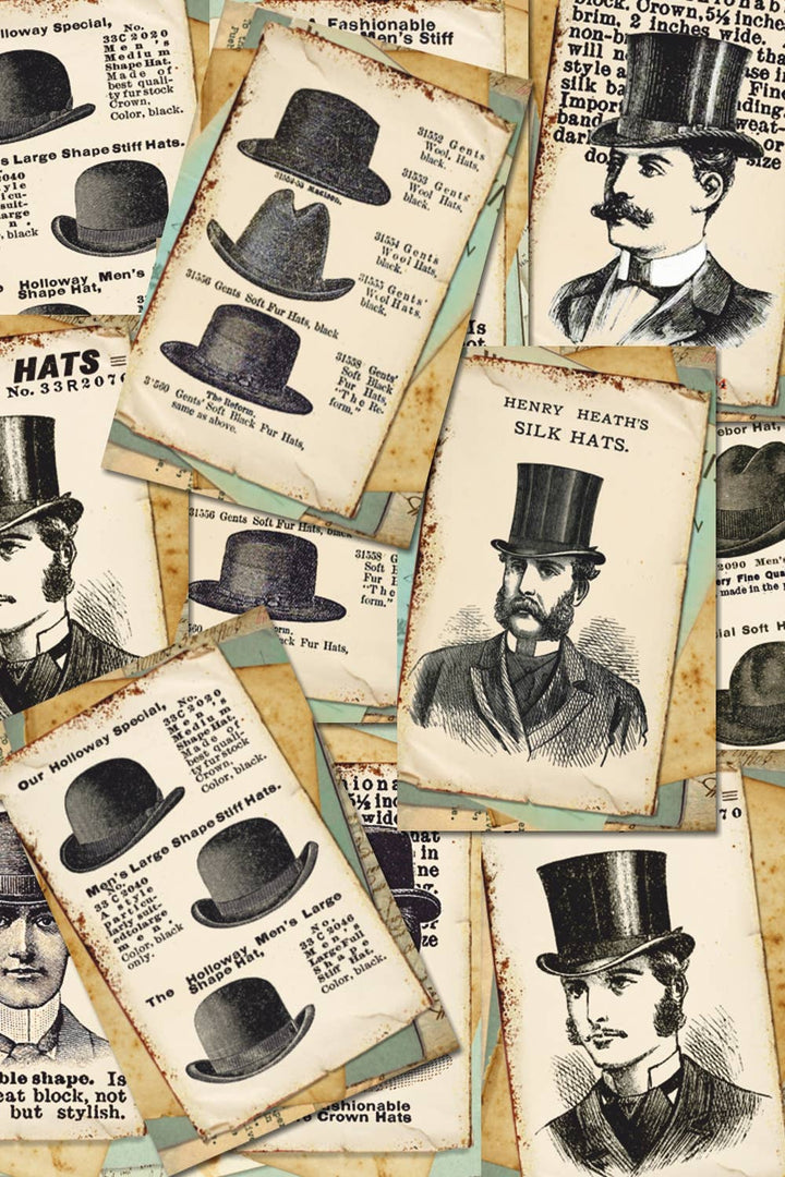 Men’s hats - Gift Tag Set 24 pcs 7cm x 10,8 cm , DECORER Scrapbook Paper