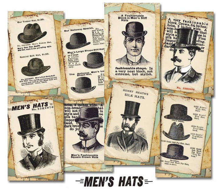 Men’s hats - Gift Tag Set 24 pcs 7cm x 10,8 cm , DECORER Scrapbook Paper
