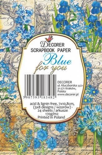Blue for you - MINI 7cm x 10,8 cm , DECORER Scrapbook Paper