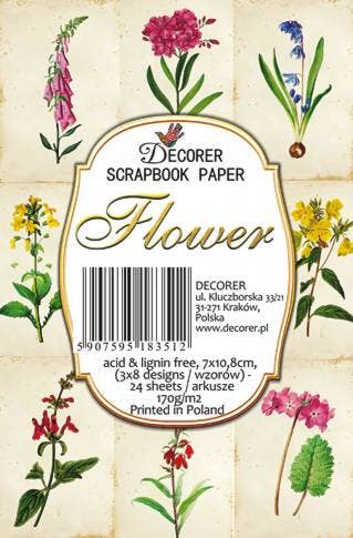 Flower - MINI, 7cm x 10,8 cm , DECORER Scrapbook Paper