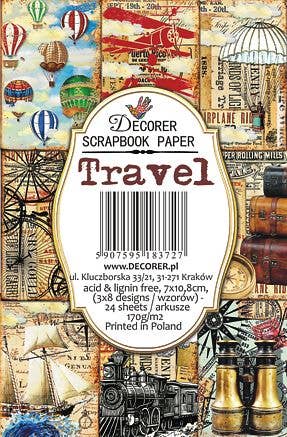 Travel - MINI, 7cm x 10,8 cm , DECORER Scrapbook Paper