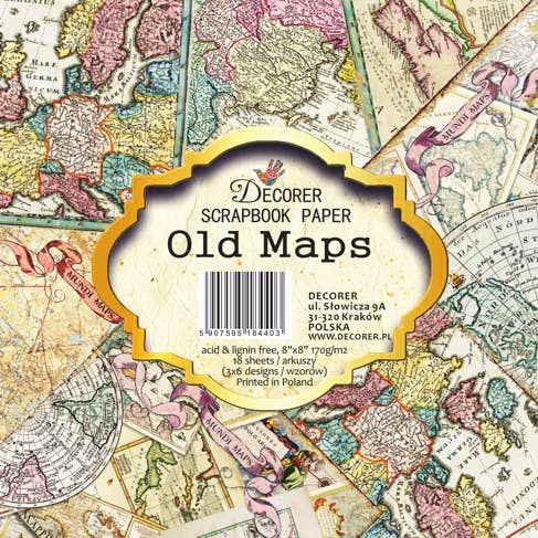 Old maps - 8'X 8' DECORER Scrapbook Paper