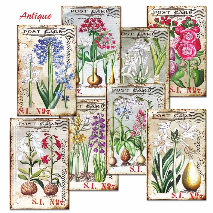 Antique - Gift Tag Set 24 pcs, 7cm x 10,8 cm , DECORER Scrapbook Paper