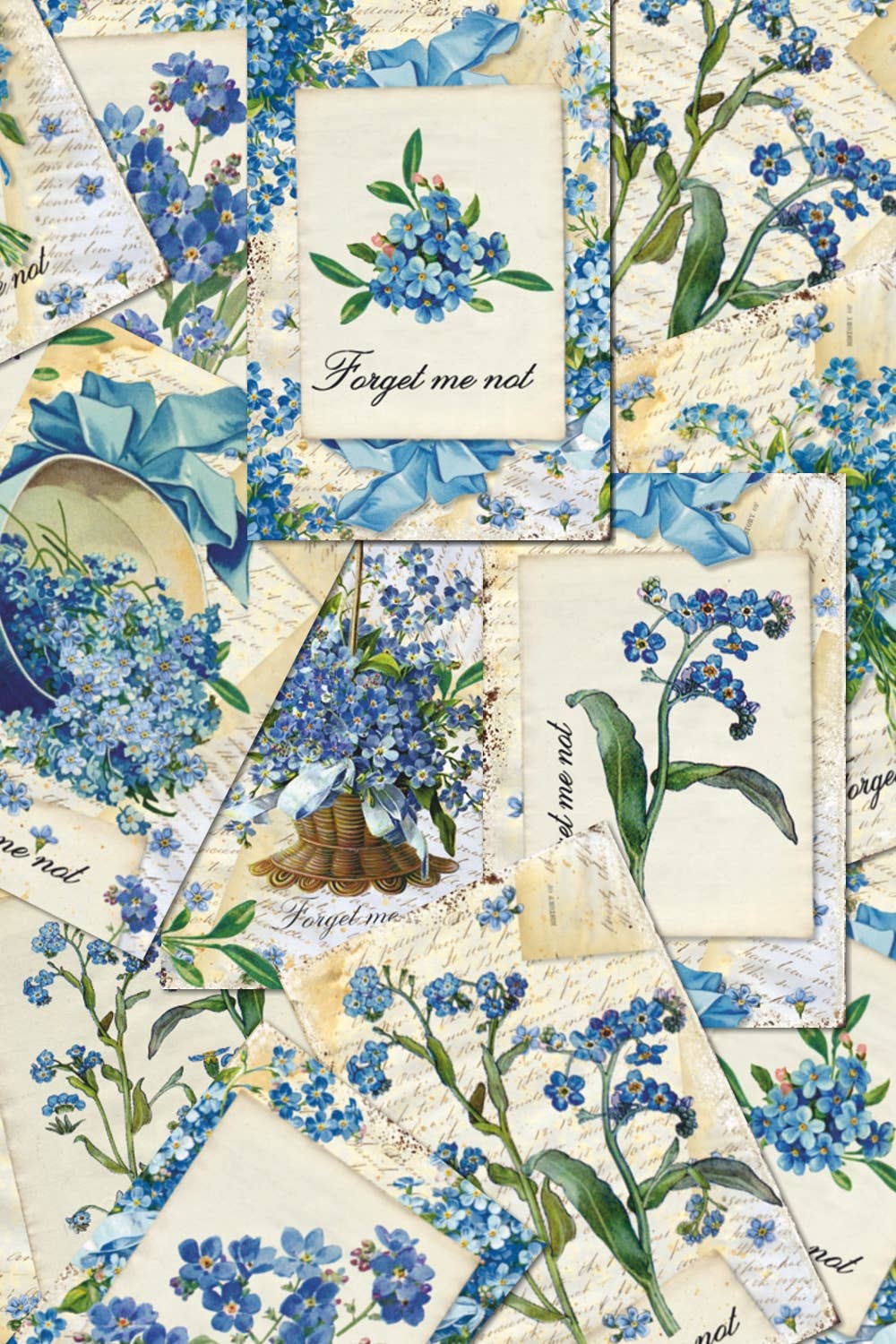 Forget-me-not - Gift Tag Set 24 pcs, 7cm x 10,8 cm , DECORER Scrapbook Paper