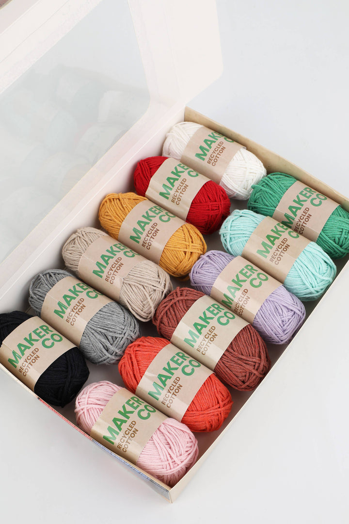 MakerCo Recycled Cotton Yarn Pack of 12 x 25g