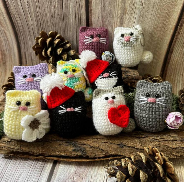 Crochet Cat Keychain: Handmade Amigurumi Cat Lover Gift