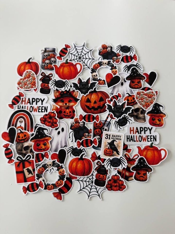 Halloween Paper Die Cuts – 60 pcs | Non-adhesive Ephemera for Journals, DIY, Craft Projects