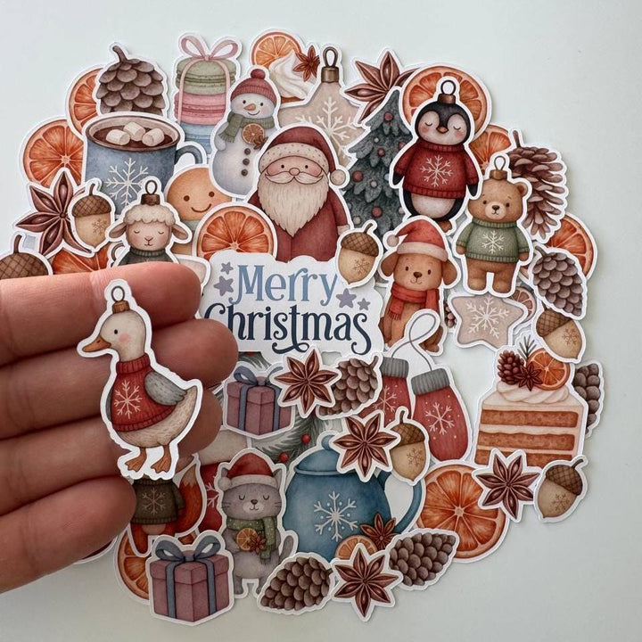 Christmas Die Cuts Set – 60 Pieces Ephemera for Scrapbooking, Journals, Cardmaking | Rustic Winter Paper Die Cuts (Not Stickers)