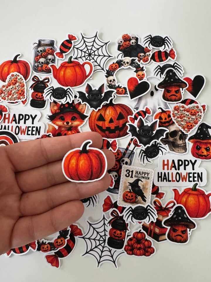 Halloween Die Cuts – 60 pcs | Handmade Ephemera for Scrapbooking, Cardmaking, Journals