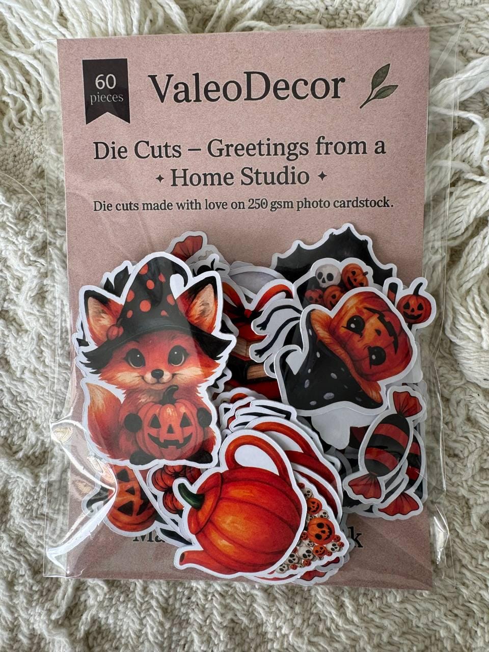 Halloween Die Cuts – 60 pcs | Handmade Ephemera for Scrapbooking, Cardmaking, Journals