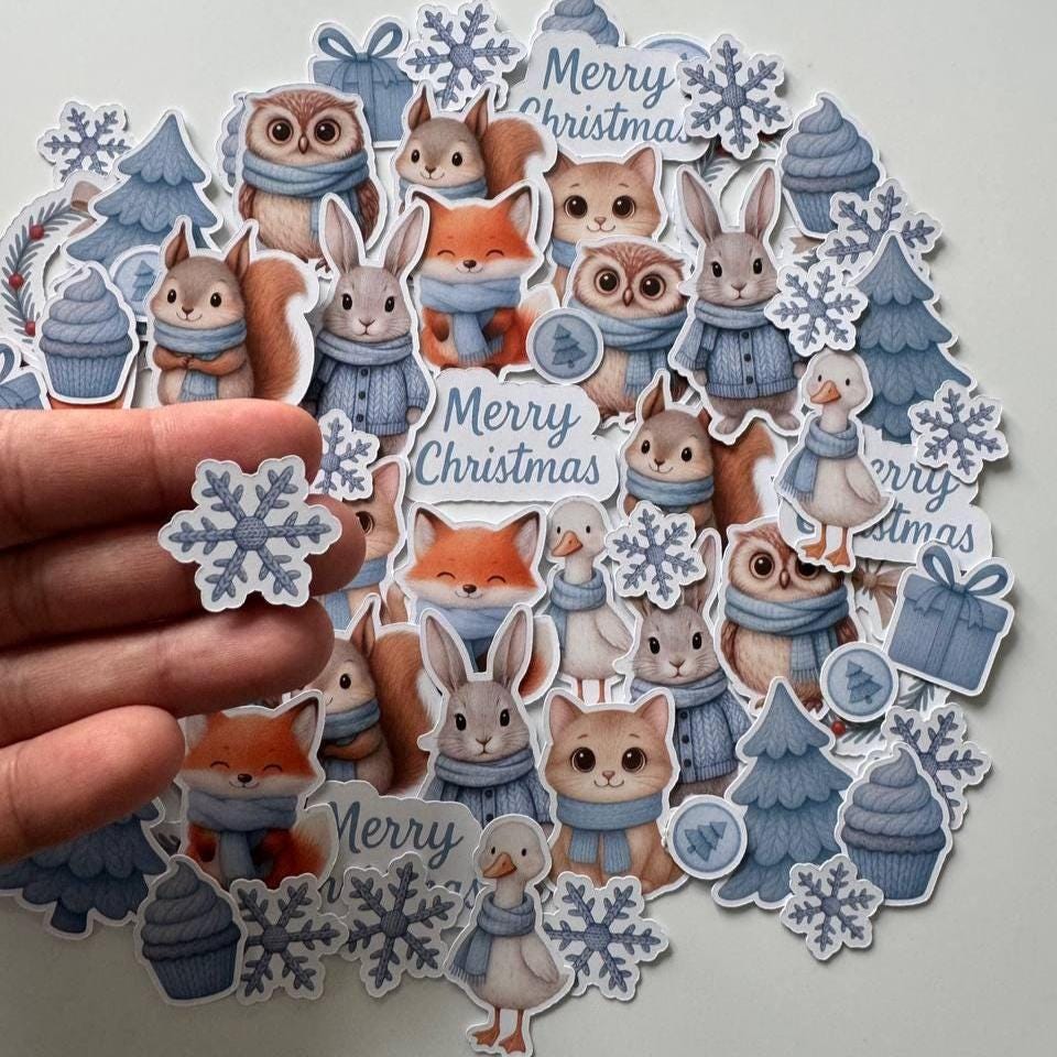 Winter Animals Die Cuts Set – Christmas Paper Ephemera | 60 pcs Non-Adhesive Die Cuts for Scrapbooking, Journals & Cardmaking (Not Stickers)