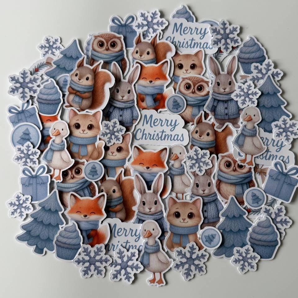 Winter Animals Die Cuts Set – Christmas Paper Ephemera | 60 pcs Non-Adhesive Die Cuts for Scrapbooking, Journals & Cardmaking (Not Stickers)