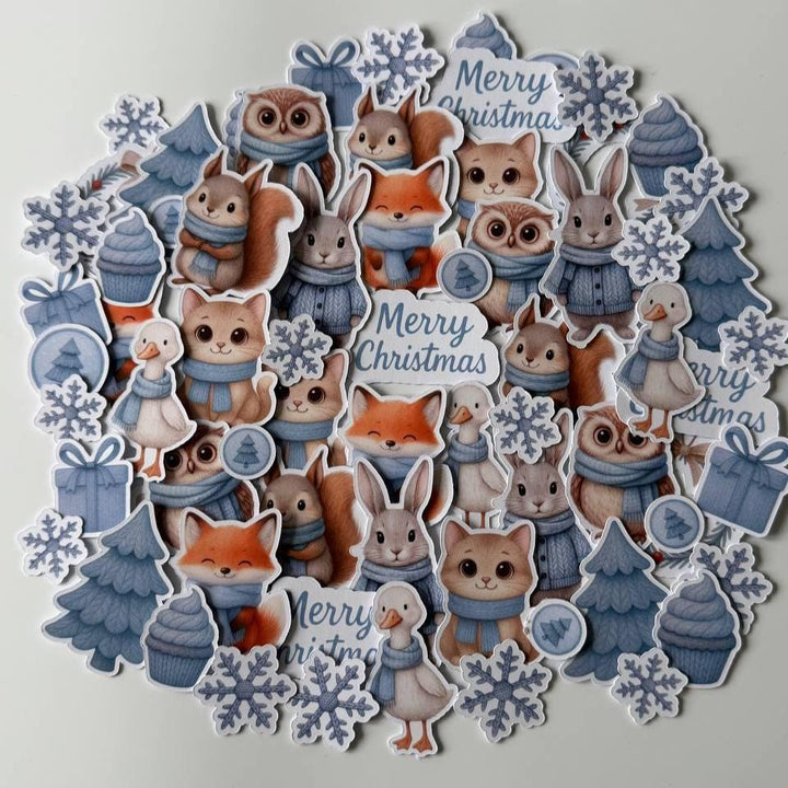 Winter Animals Die Cuts Set – Christmas Paper Ephemera | 60 pcs Non-Adhesive Die Cuts for Scrapbooking, Journals & Cardmaking (Not Stickers)