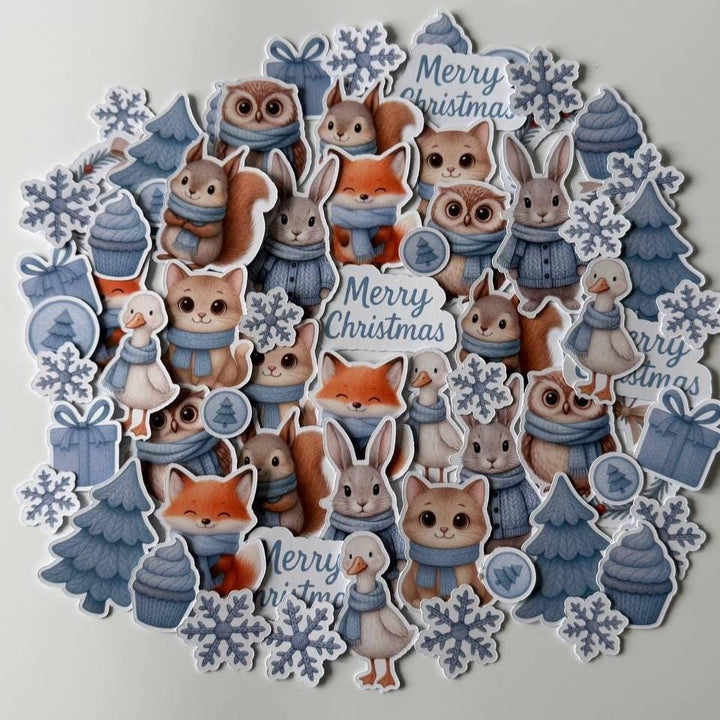 Winter Animals Die Cuts Set – Christmas Paper Ephemera | 60 pcs Non-Adhesive Die Cuts for Scrapbooking, Journals & Cardmaking (Not Stickers)