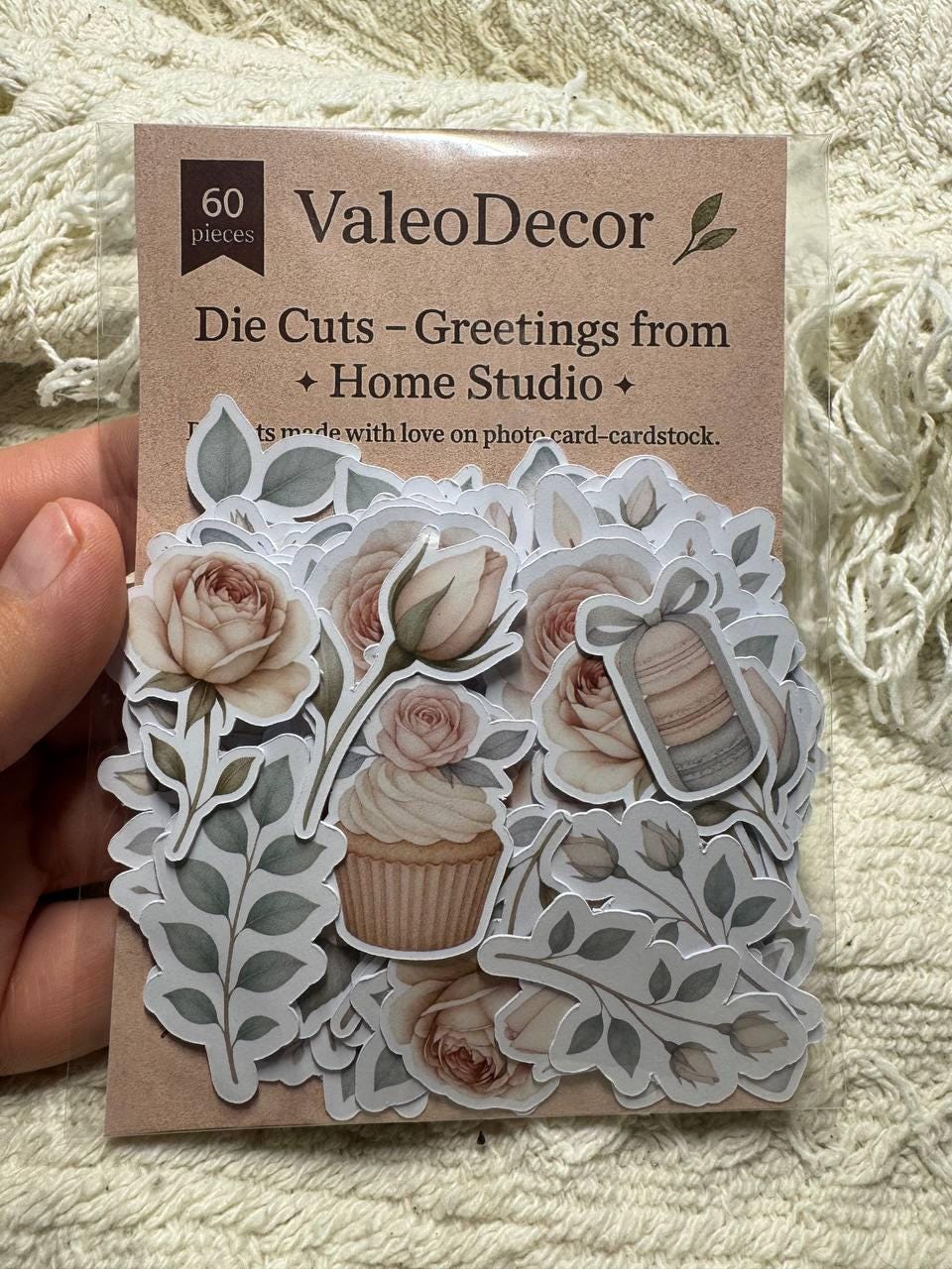 Neutral Roses Die Cuts Set – 60 pcs Floral Cardstock Embellishments for Scrapbooking, Journaling & Cardmaking (Not Stickers)