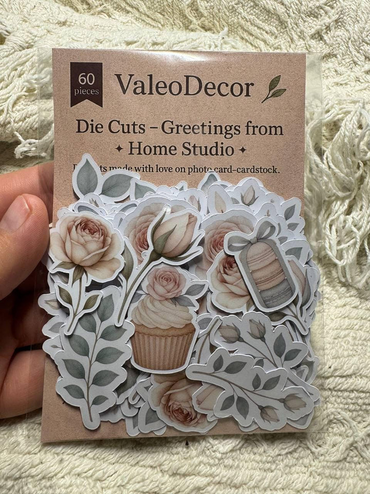 Neutral Roses Die Cuts Set – 60 pcs Floral Cardstock Embellishments for Scrapbooking, Journaling & Cardmaking (Not Stickers)