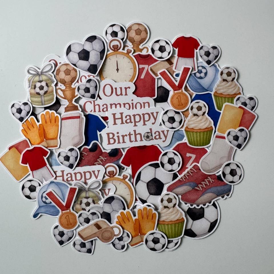 Football Die Cuts – Handmade Paper Ephemera for Crafting | Non-Sticky Photo Cardstock Cutouts