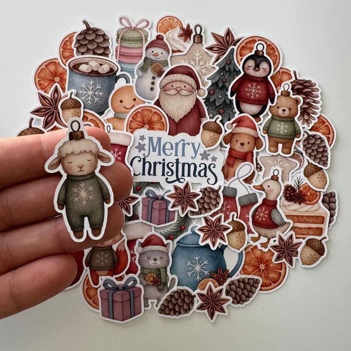 Christmas Die Cuts Set – 60 Pieces Ephemera for Scrapbooking, Journals, Cardmaking | Rustic Winter Paper Die Cuts (Not Stickers)