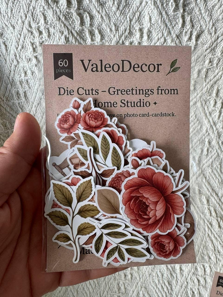 Vintage Rose Die Cuts Set – 60 Pieces Ephemera for Scrapbooking, Journals, Cardmaking | Rustic Floral Paper Die Cuts (Not Stickers)