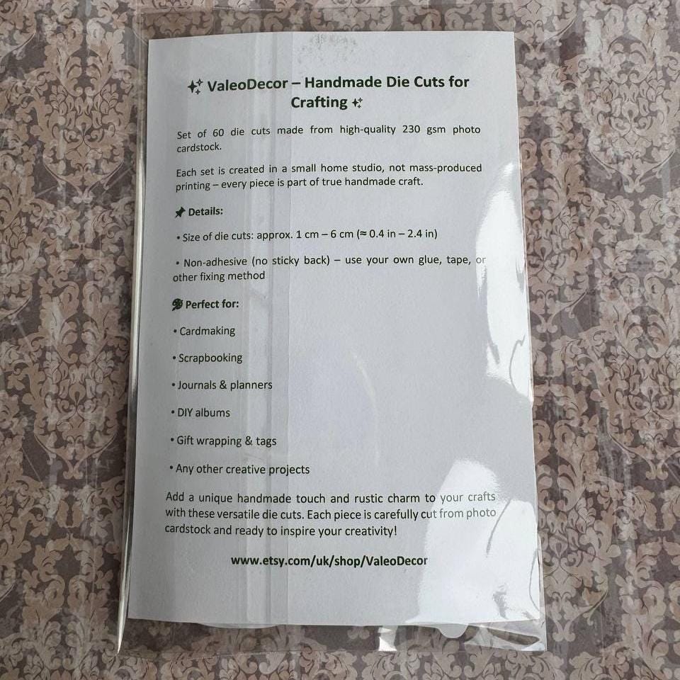 Sewing & Crafting Die Cuts – 60 Pieces | Handmade Photo Cardstock Cutouts by ValeoDecor