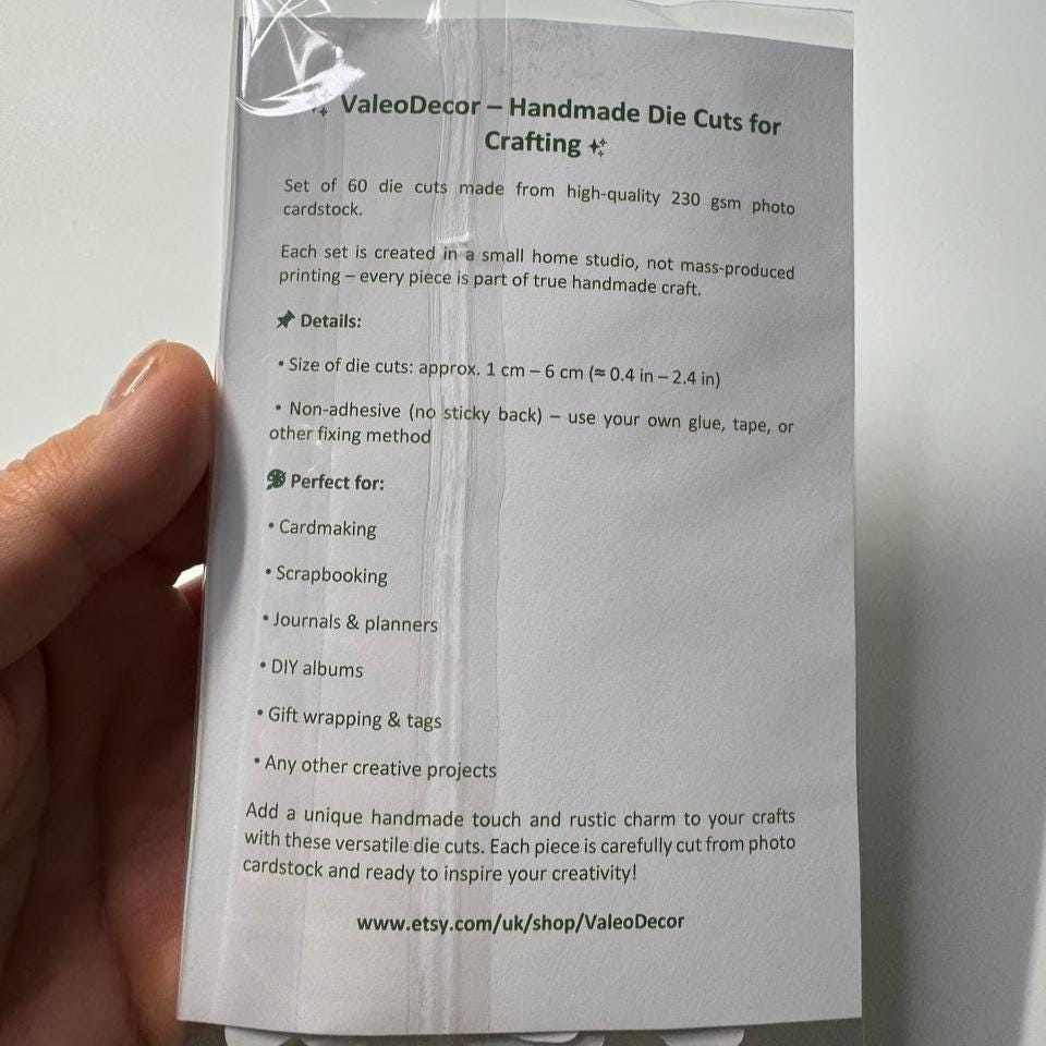 Christmas Die Cuts Set – 60 Pieces | Handmade Festive Paper Ephemera | Non-Sticky Cutouts for Scrapbooking, Cardmaking, Journals