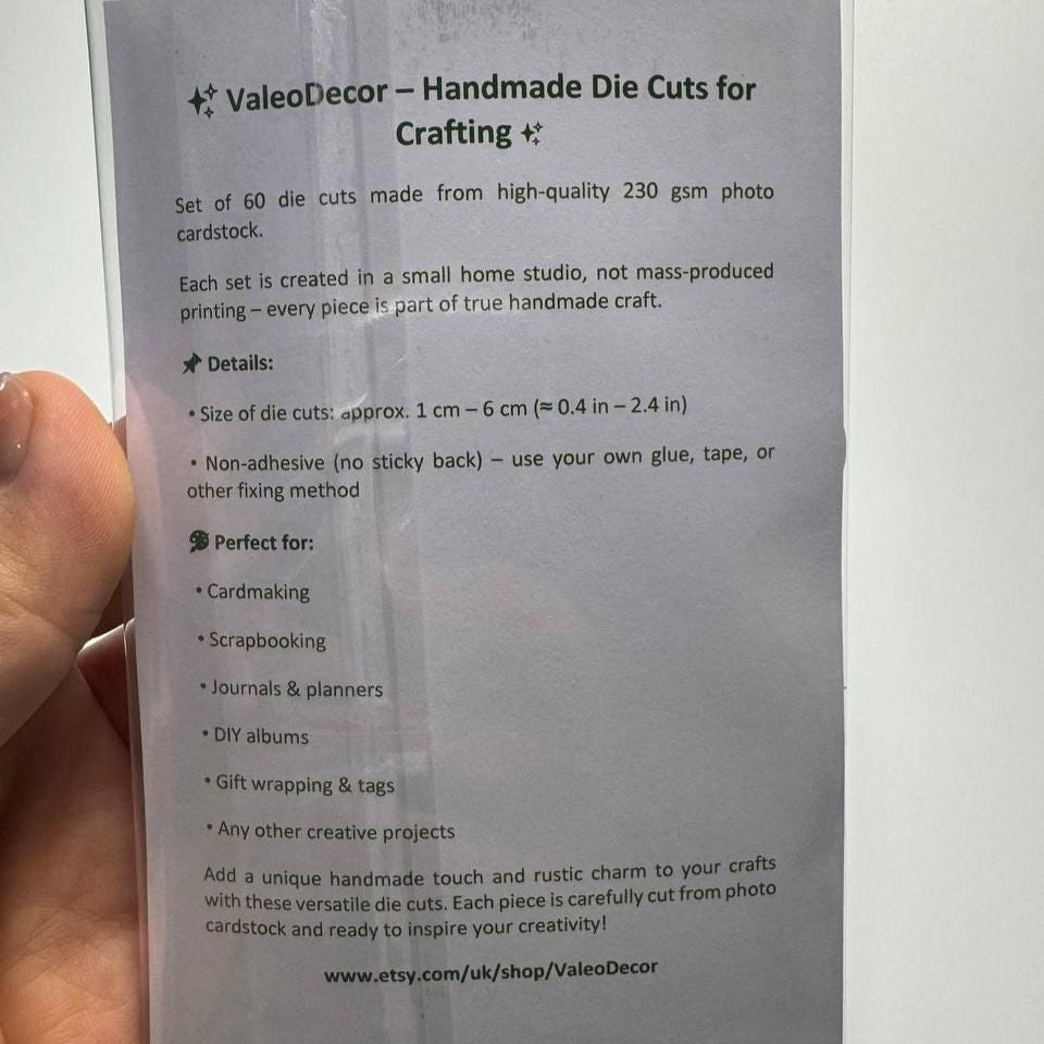 Orchid Die Cuts Set – 60 Handmade Floral Paper Cutouts | Non-Sticky Flower Ephemera for Scrapbooking, Cardmaking, Journals (Not Stickers)