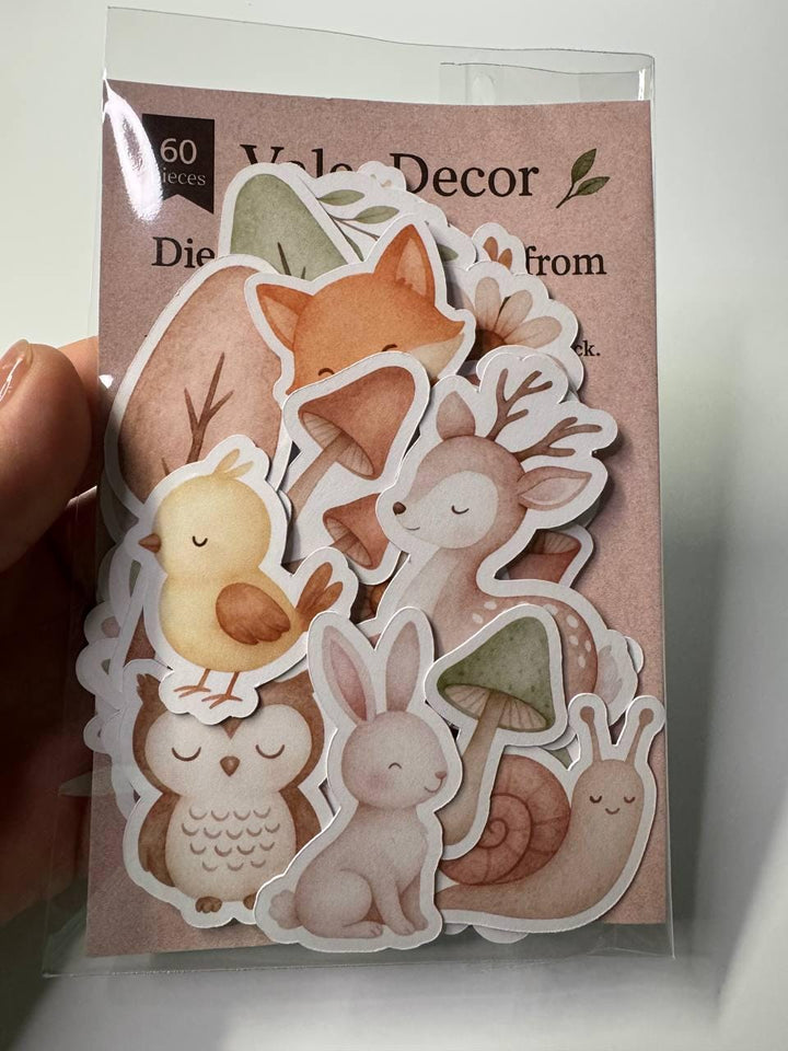 Woodland Animals Die Cuts Set – 60 Pieces | Handmade Nature Paper Cutouts by ValeoDecor (Not Stickers)