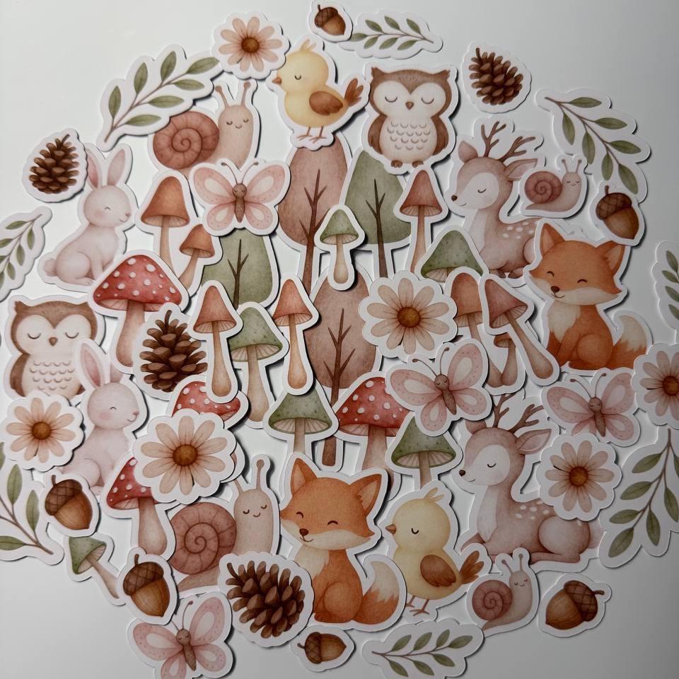 Woodland Animals Die Cuts Set – 60 Pieces | Handmade Nature Paper Cutouts by ValeoDecor (Not Stickers)