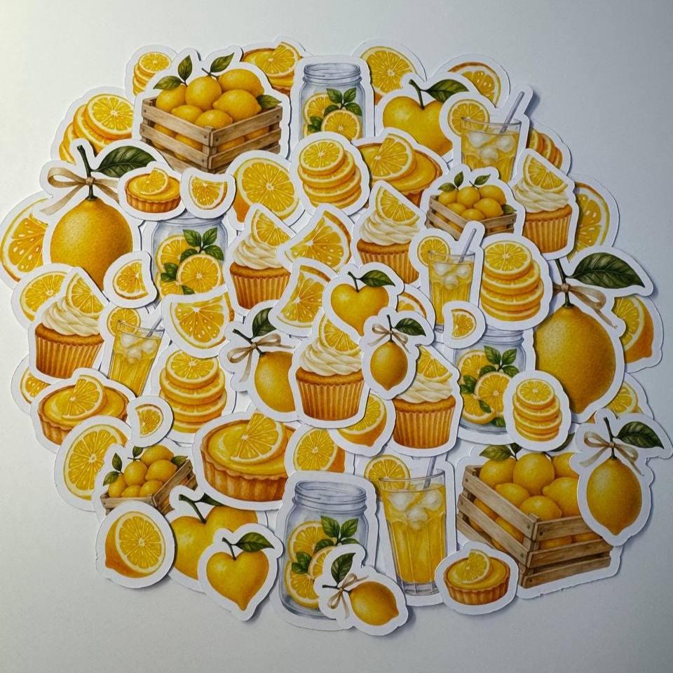 Lemon Die Cuts Set – 60 Pieces | Handmade Citrus Paper Cutouts by ValeoDecor(Not Stickers)