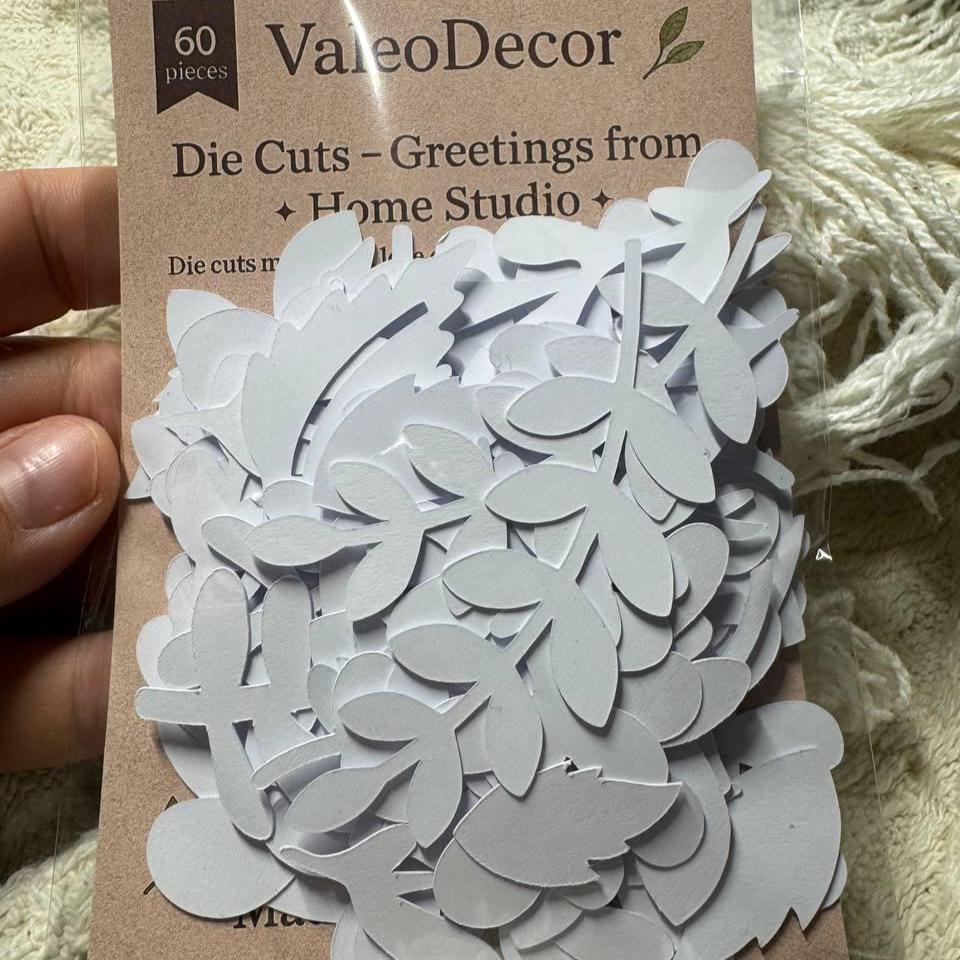 White Leaf Die Cuts – 60 Pieces Paper Ephemera for Scrapbooking, Journals, Cardmaking | Non-Adhesive Photo Cardstock Leaves (Not Stickers)