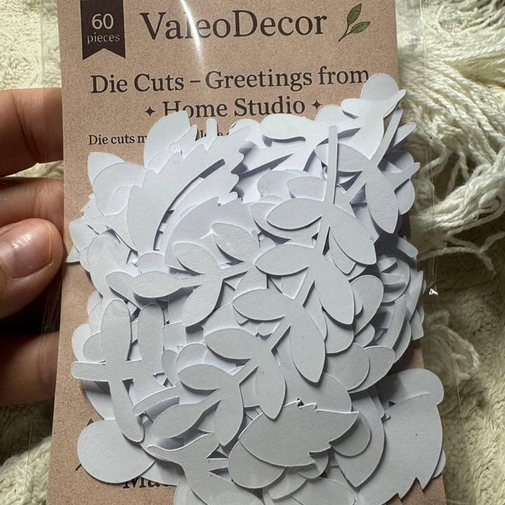 White Leaf Die Cuts – 60 Pieces Paper Ephemera for Scrapbooking, Journals, Cardmaking | Non-Adhesive Photo Cardstock Leaves (Not Stickers)