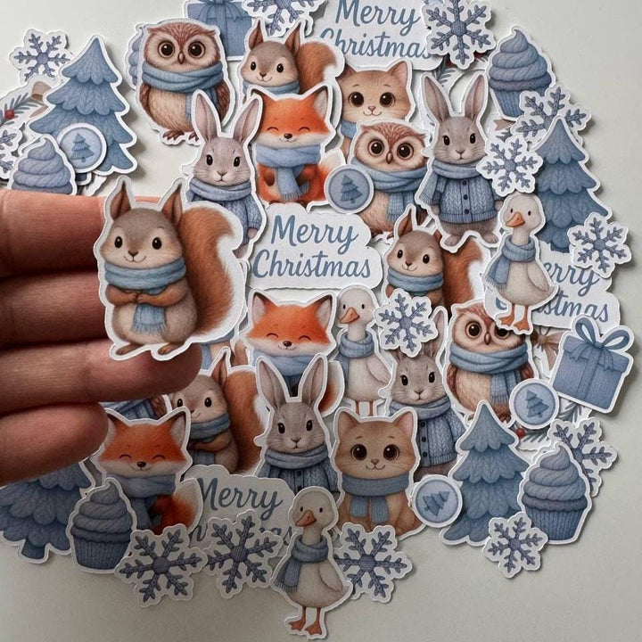 Winter Animals Die Cuts Set – Christmas Paper Ephemera | 60 pcs Non-Adhesive Die Cuts for Scrapbooking, Journals & Cardmaking (Not Stickers)