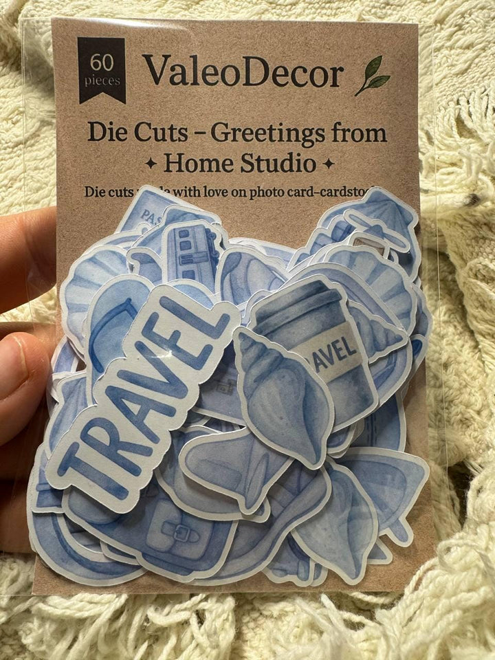 Travel-Themed Die Cuts Set – Handmade Photo Cardstock Cutouts Set–60 Pieces Paper Ephemera (Not Stickers)