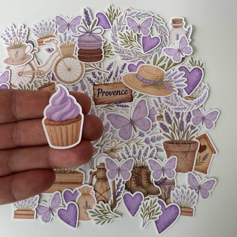Provence Die Cut Set – 60 Pieces | Handmade Paper Embellishments for Scrapbooking, Journals & Cardmaking |Non-Sticky Photo Cardstock Cutouts