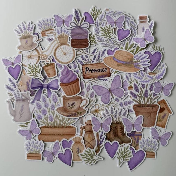 Provence Die Cuts Set – 60 Pieces | Handmade Paper Embellishments for Scrapbooking, Journals & Cardmaking |Non-Sticky Photo Cardstock Cutouts