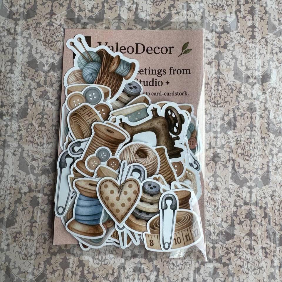 Sewing & Crafting Die Cuts – 60 Pieces | Handmade Photo Cardstock Cutouts by ValeoDecor