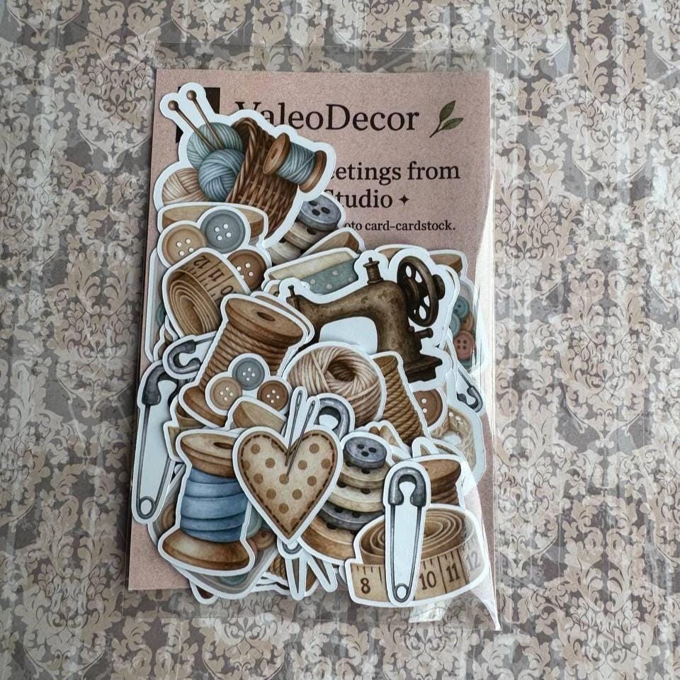Sewing & Crafting Die Cuts – 60 Pieces | Handmade Photo Cardstock Cutouts by ValeoDecor