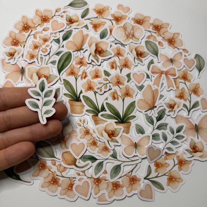 Orchid Die Cuts Set – 60 Handmade Floral Paper Cutouts | Non-Sticky Flower Ephemera for Scrapbooking, Cardmaking, Journals (Not Stickers)