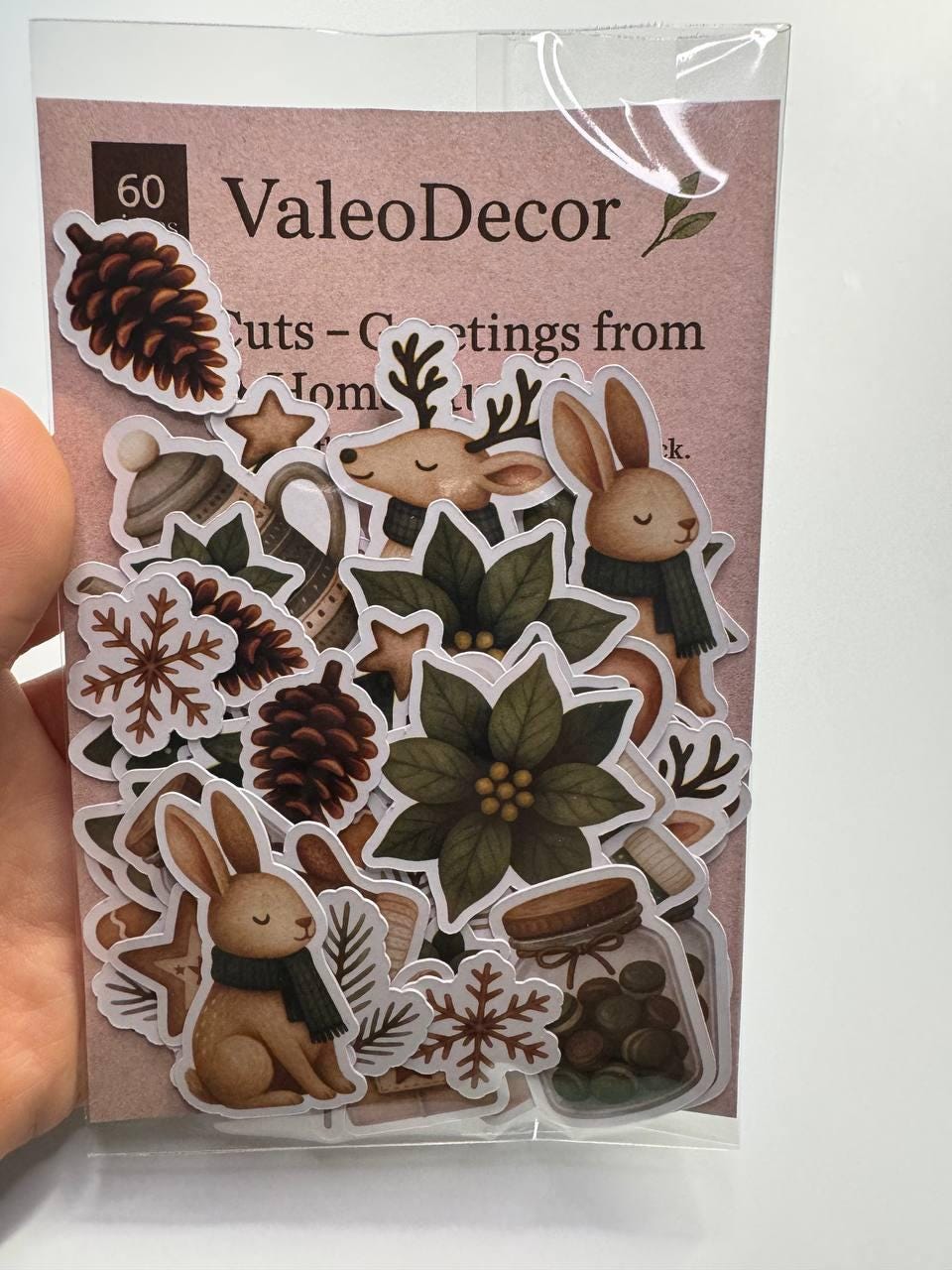 Woodland Christmas Die Cuts Set – 60 Pieces | Handmade Festive Paper Cutouts by ValeoDecor (Not Stickers)