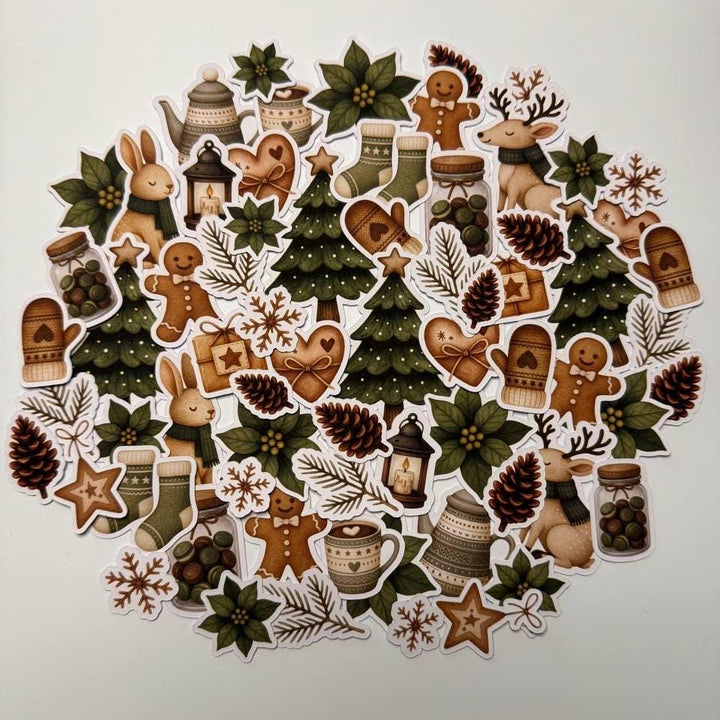 Woodland Christmas Die Cuts Set – 60 Pieces | Handmade Festive Paper Cutouts by ValeoDecor (Not Stickers)