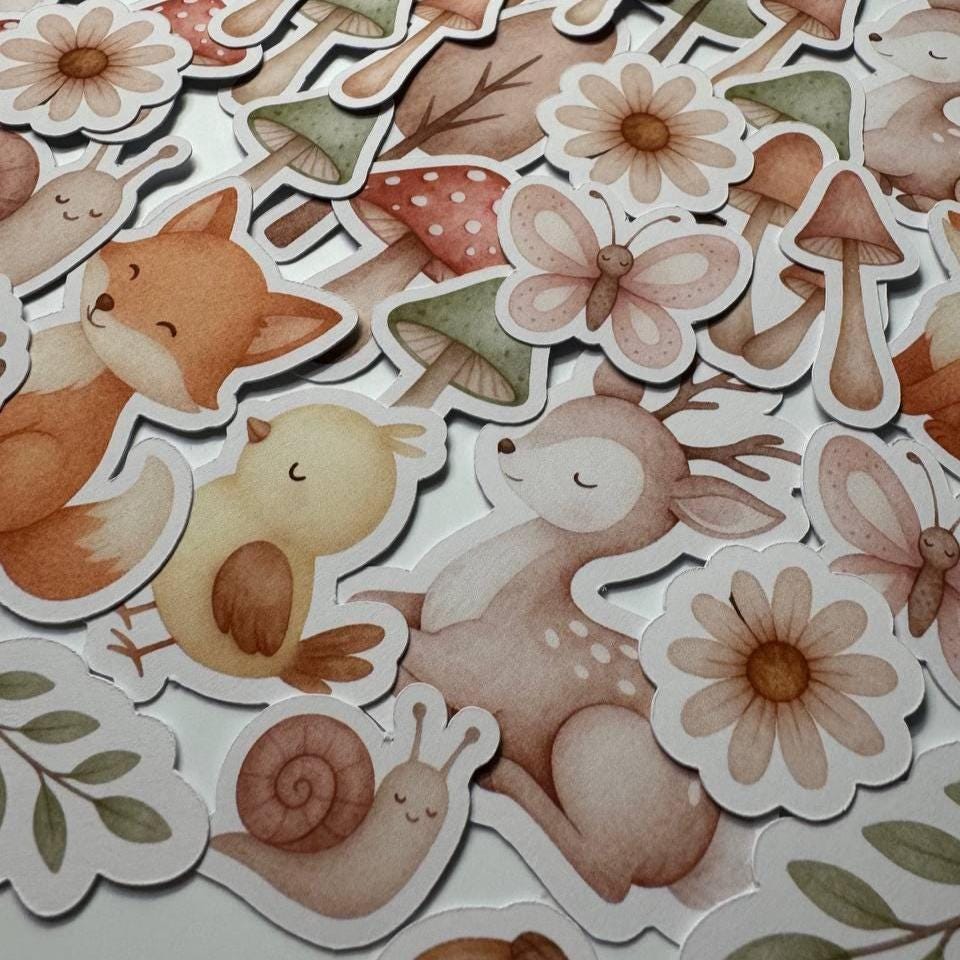 Woodland Animals Die Cuts Set – 60 Pieces | Handmade Nature Paper Cutouts by ValeoDecor (Not Stickers)