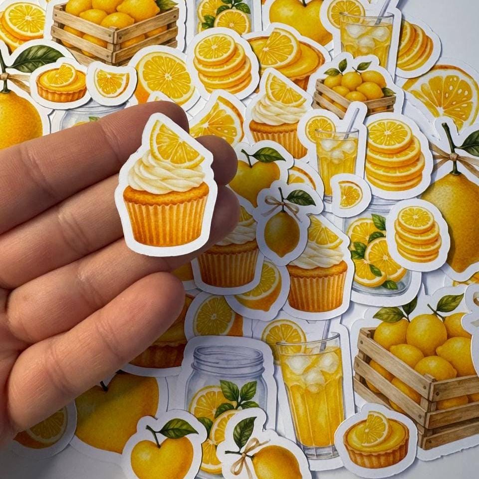 Lemon Die Cuts Set – 60 Pieces | Handmade Citrus Paper Cutouts by ValeoDecor(Not Stickers)
