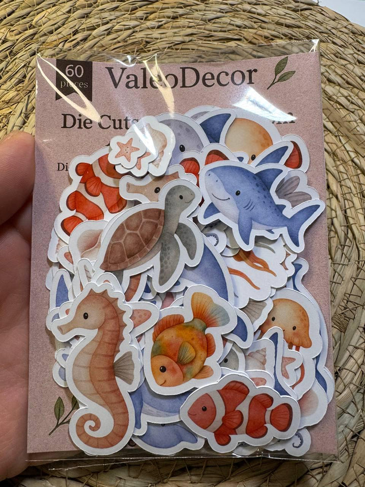 Under the Sea Die Cuts Set – 60 Pieces | Handmade Ocean Paper Cutouts by ValeoDecor (Not Stickers)