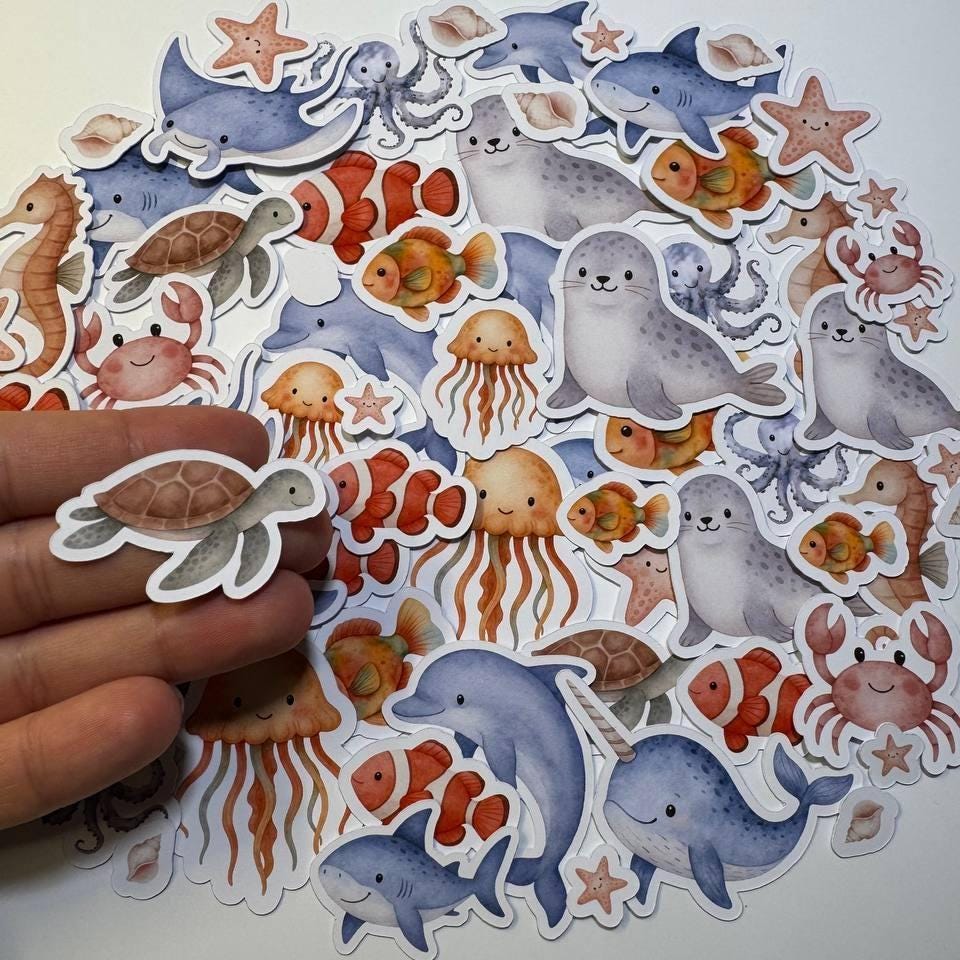 Under the Sea Die Cuts Set – 60 Pieces | Handmade Ocean Paper Cutouts by ValeoDecor (Not Stickers)